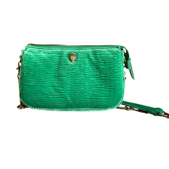 Kurt Geiger London Green Velvet Kew Pouch Crossbody Bag - Picture 3 of 10